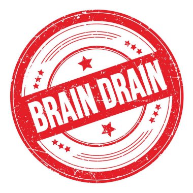 Kırmızı yuvarlak dokuma damgası üzerine BREIN DRAIN metin.