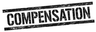 Siyah grungy dikdörtgen damga işareti üzerine COMPENSATION metni.