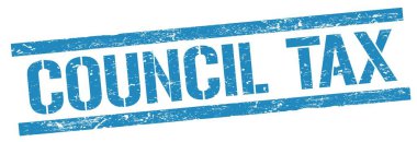 Mavi grungy dikdörtgen damga işareti üzerinde COUNCIL Vergi metni.