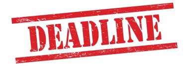Kırmızı grungy vintage kauçuk damgalı Deadline metni.