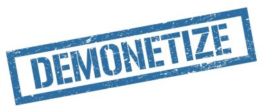 Mavi grungy dikdörtgen damga işareti demonte.