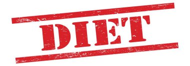 Kırmızı grungy vintage kauçuk damga üzerine diyet metni.