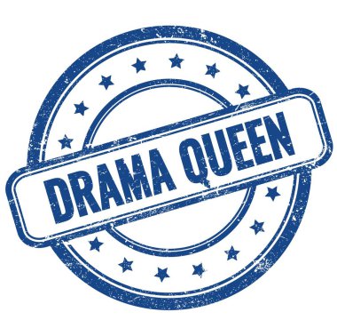 DRAMA QUEEN metin mavi vintage grungy yuvarlak kauçuk damga.