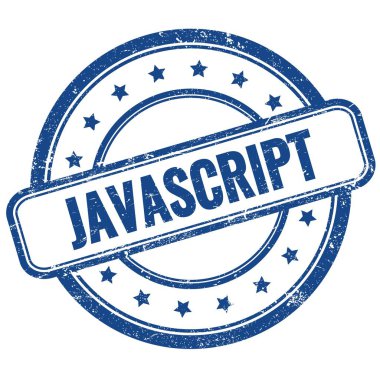 JAVASCRIPT metin mavi vintage grungy yuvarlak kauçuk damga.