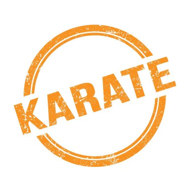 Turuncu grungy vintage yuvarlak damgalı karate metni.