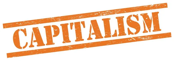 Capitalism Text Orange Grungy Rektangel Vintage Stämpel — Stockfoto