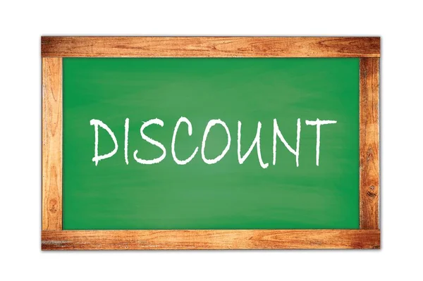 Discount Text Written Green Wooden Frame School Blackboard — Stock Photo, Image