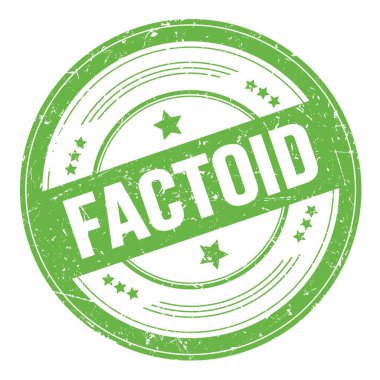 Yeşil yuvarlak grungy doku damgası üzerine FACTOID metin.