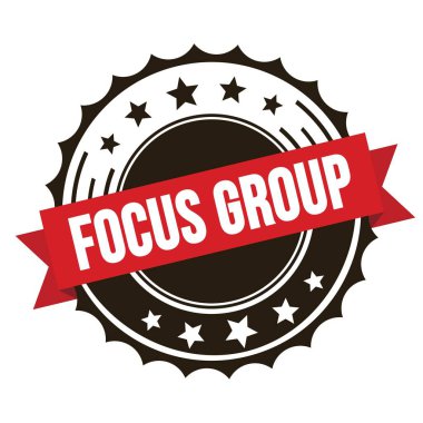 Kırmızı kahverengi kurdele damgalı FOCUS GROUP metni.