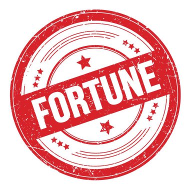 Kırmızı yuvarlak grungy doku damgası üzerine FortTUNE metni.