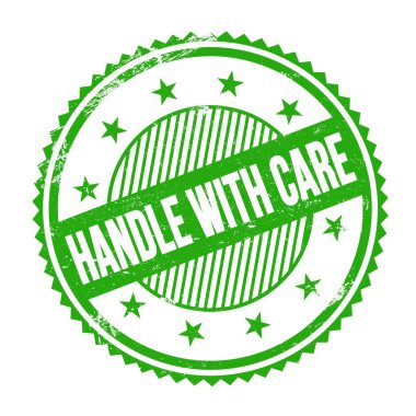 Yeşil grungy zig zag kenarları yuvarlak mühür üzerine yazılmış CARE metin ile ele.