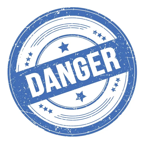 Danger Text Auf Blauem Runden Grungy Textur Stempel — Stockfoto