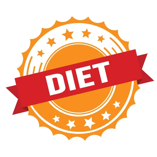 Teks Diet Pada Cap Lencana Pita Oranye Merah — Stok Foto
