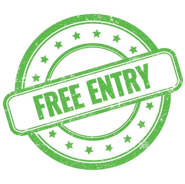 Yeşil, eski, çirkin, yuvarlak, lastik damga üzerine ücretsiz giriş metni.