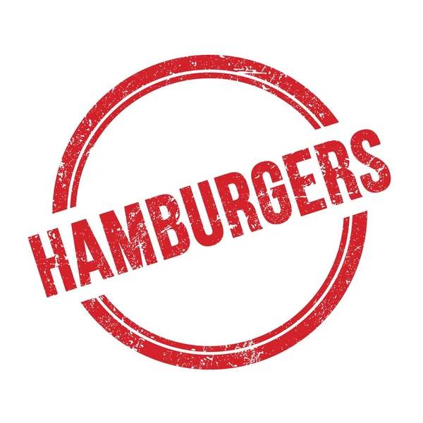 Гамбургеры Текст Написанный Красной Черносливой Винтажной Круглой Марке — стоковое фото