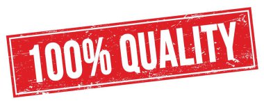 Kırmızı grungy dikdörtgen damga işareti üzerine% 100 nicelik metni.