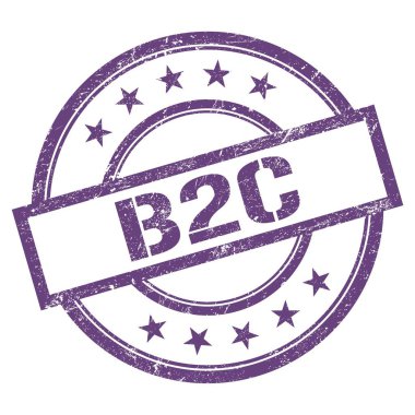 Mor menekşe üzerine yazılmış B2C metin eski model lastik damga.