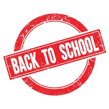 Kırmızı grungy round vintage pul üzerinde Okula Dönüş metni.