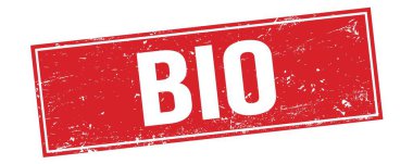 Kırmızı grungy dikdörtgen damga işareti üzerinde BIO metni.