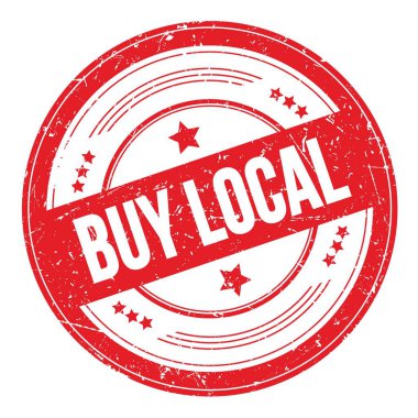 Kırmızı yuvarlak grungy desen damgası üzerine LOCAL metin satın al.