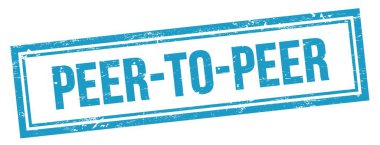 Mavi grungy vintage dikdörtgen damgalı peder- to-peer metin.