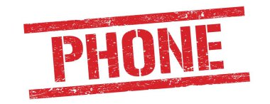 Kırmızı grungy dikdörtgen damga işareti üzerinde PHONE metin.