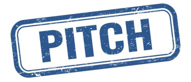 Mavi grungy vintage dikdörtgen damgalı PITCH metin.