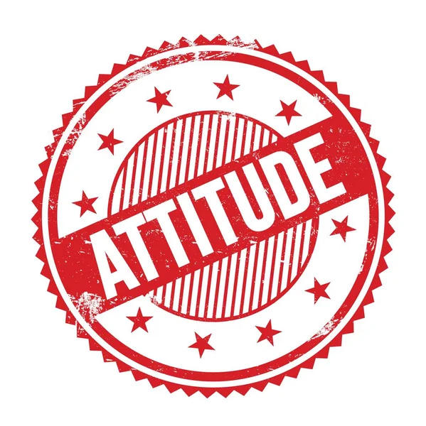 Attitude Text Napsaný Červeném Grungy Cik Cak Ohraničení Kulaté Razítko — Stock fotografie