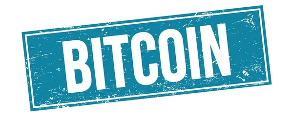 Bitcoin Texto Sinal Carimbo Retângulo Grungy Azul — Fotografia de Stock