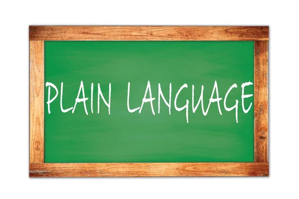 Plain Language Text Napsaný Zeleném Dřevěném Rámu Školní Tabule — Stock fotografie