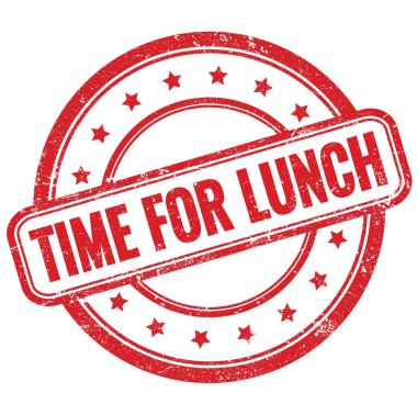 Kırmızı, eski, pasaklı, yuvarlak lastik damgalı öğle yemeği zamanı..