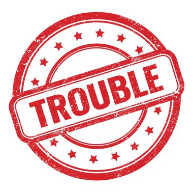 Kırmızı grungy vintage yuvarlak kauçuk damga üzerinde belalı metin.