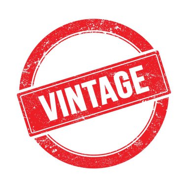 Kırmızı grungy yuvarlak vintage damga üzerinde VINTAGE metin.