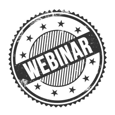 Siyah grungy zig zag kenarları üzerine yazılmış WEBINAR metni yuvarlak pul.