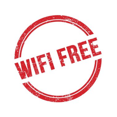 WIFI özgür metin kırmızı grungy vintage yuvarlak pul üzerine yazılmış.