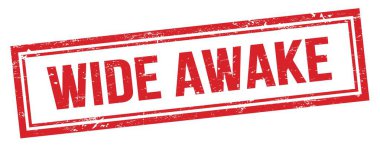 Kırmızı grungy vintage dikdörtgen damgalı WIDE Awake metni.