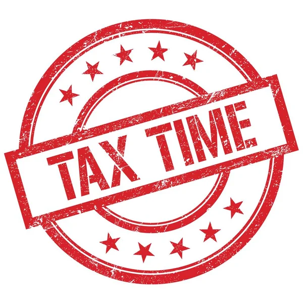 Tax Time Szöveg Írt Piros Kerek Évjárat Gumibélyegző — Stock Fotó
