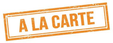 Turuncu grungy vintage dikdörtgen damgalı LA CARTE metni.