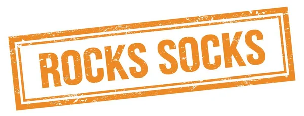 Rocks Socks Szöveg Narancssárga Grungy Vintage Téglalap Bélyegző — Stock Fotó