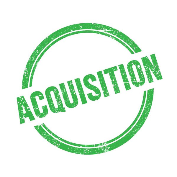 ACQUISITION text written on green grungy vintage round stamp.