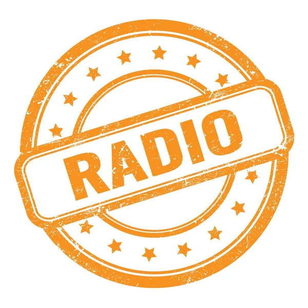 Radio Text Orange Grungy Vintage Runda Gummi Stämpel — Stockfoto