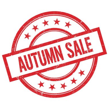 AUTUMN Satış metin kırmızı yuvarlak vintage kauçuk damga üzerine yazılmış.