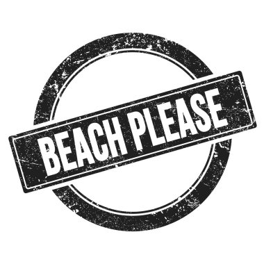 BEACH Lütfen siyah grungy yuvarlak vintage pul üzerine metin.