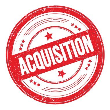 Kırmızı yuvarlak grungy desen damgalı ACQUISITION metin.
