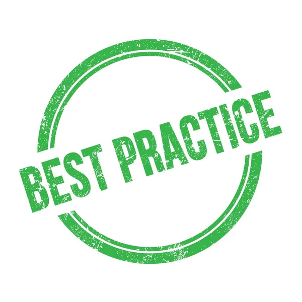 Best Practice Text Skriven Grön Grungy Vintage Runda Stämpel — Stockfoto