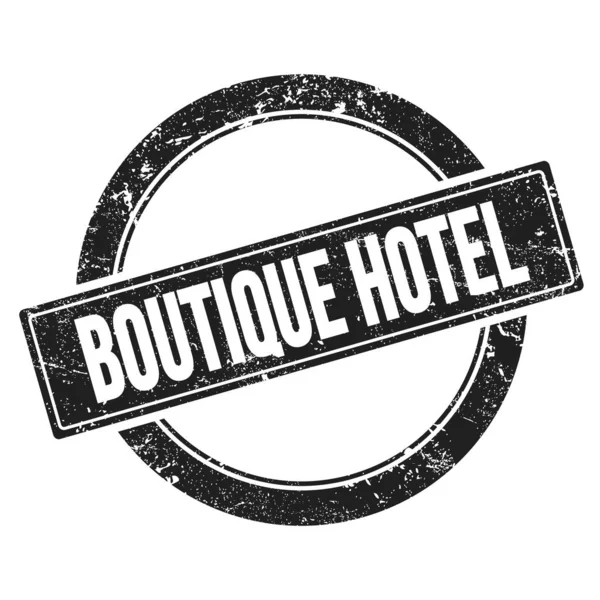 Boutique Hotel Text Auf Schwarzem Grungy Runden Vintage Stempel — Stockfoto
