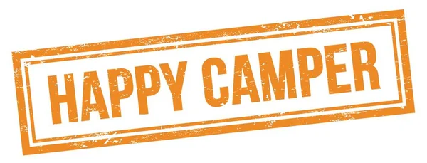 Happy Camper Texte Sur Timbre Rectangle Vintage Grungy Orange — Photo
