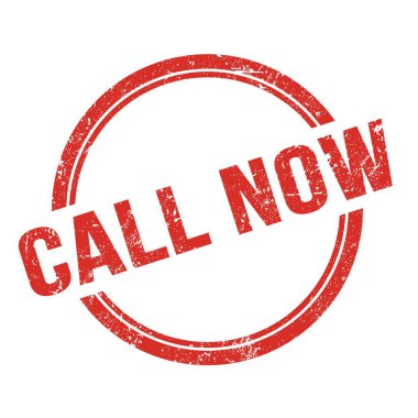 Kırmızı grungy vintage yuvarlak damga üzerine yazılmış Call Now metni.