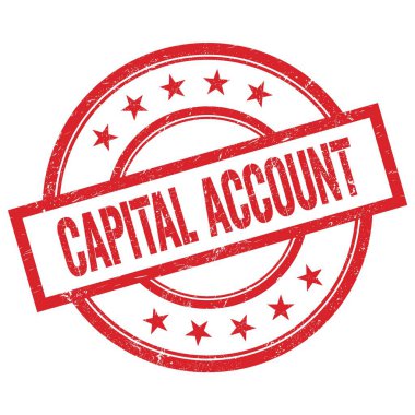Kırmızı yuvarlak lastik mühür üzerine yazılmış CAPITAL ACCOUNT metin.