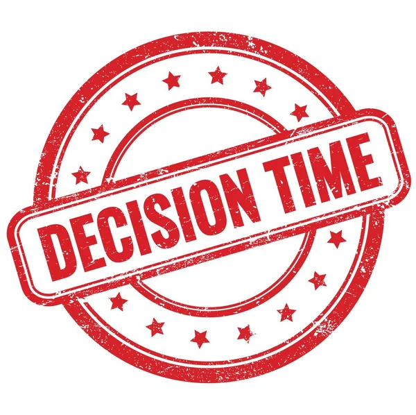 Kırmızı, eski, pasaklı, yuvarlak, lastik damga üzerindeki Karar Süresi metni.